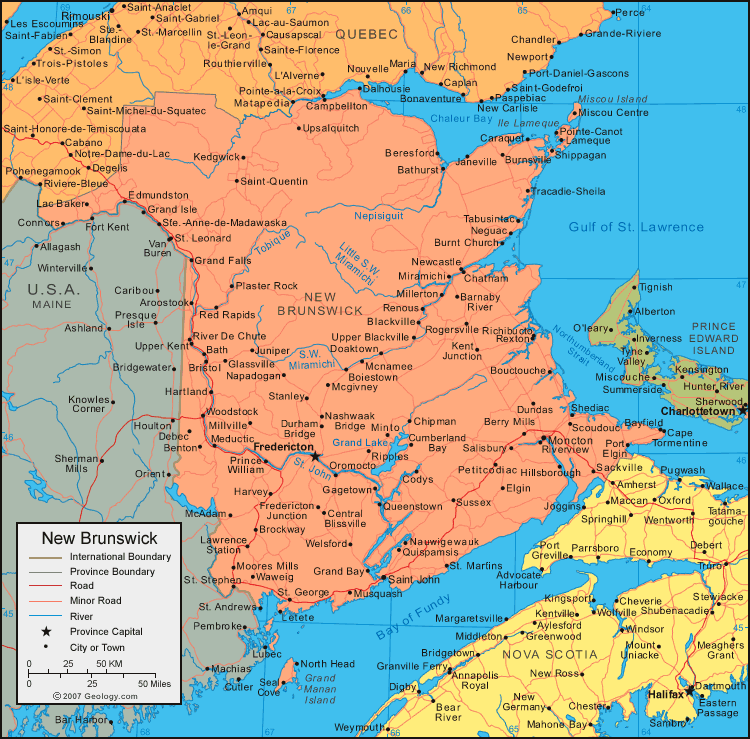 Map of New Brunswick