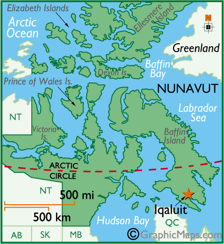 Map of Nunavut Territory