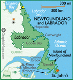 Map of Newfoundland and Labrador Province