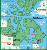 Map of Nunavut Territory