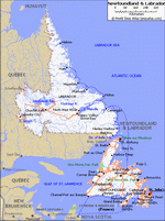 Map of roads of Newfoundland and Labrador