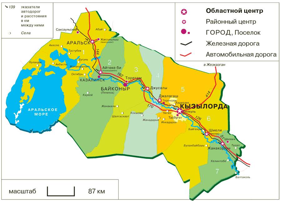 Map of Kyzylorda Oblast