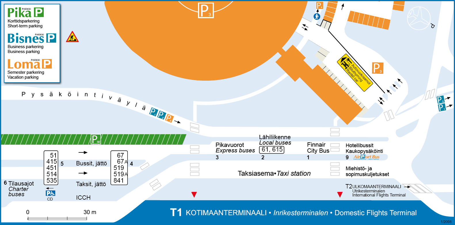 Buses and taxis from the domestic terminal of Helsinki Vantaa International Airport
