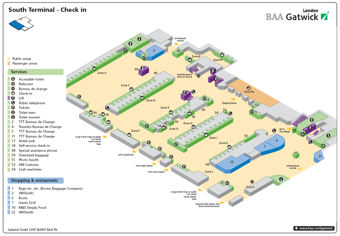 South Terminal of London Gatwick Airport  check-in