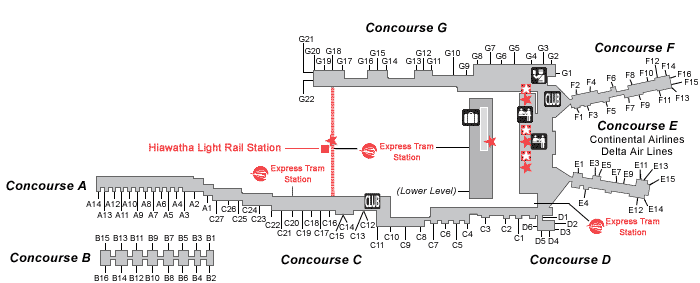 Terminals layout of Minneapolis St. Paul International Airport