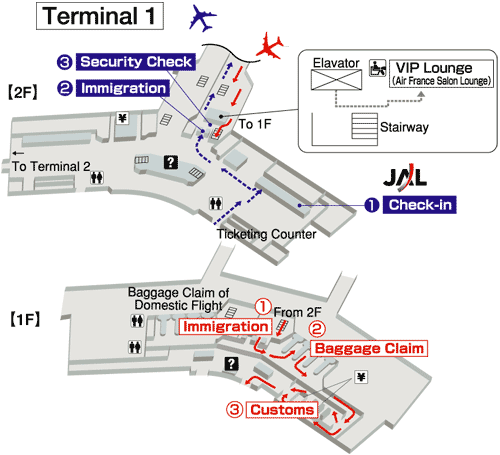 Terminals layout of airlines JAL in Sao Paulo Guarulhos International Airport