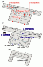 Terminals layout of airlines JAL in Busan Gimhae International Airport