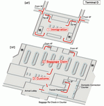 Terminals layout of airlines JAL in Dallas Fort Worth International Airport