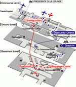 Terminals layout of airlines JAL in Guam International Airport