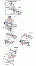 Terminals layout of Paris Charles de Gaulle Airport