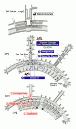 Terminals layout of airlines JAL in Seoul Incheon International Airport