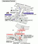 Terminals layout of airlines JAL in Vancouver International Airport