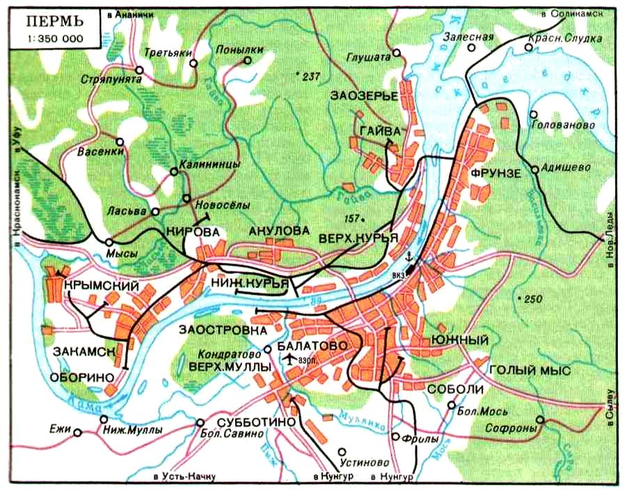 Map of central part of Perm