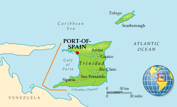 Map of Trinidad & Tobago