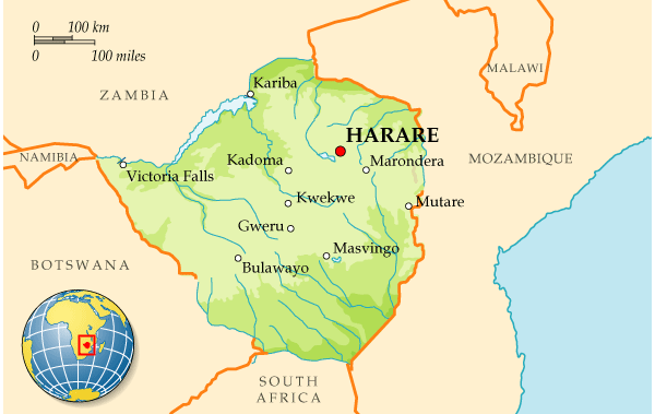 Map of Zimbabwe