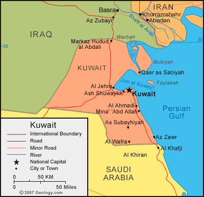 Map of Kuwait