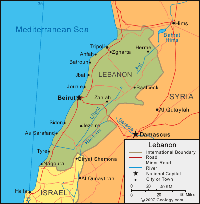 Map of Lebanon