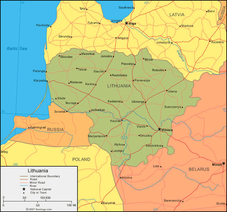 Map of Lithuania