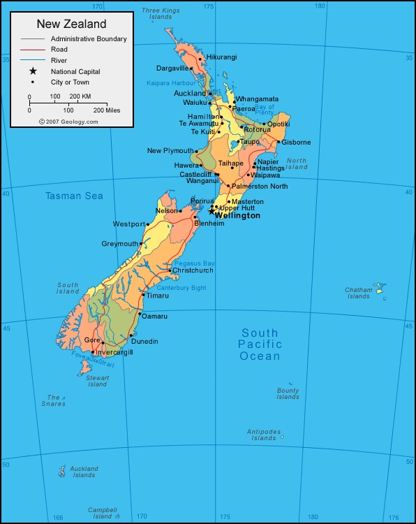 Map of New Zealand