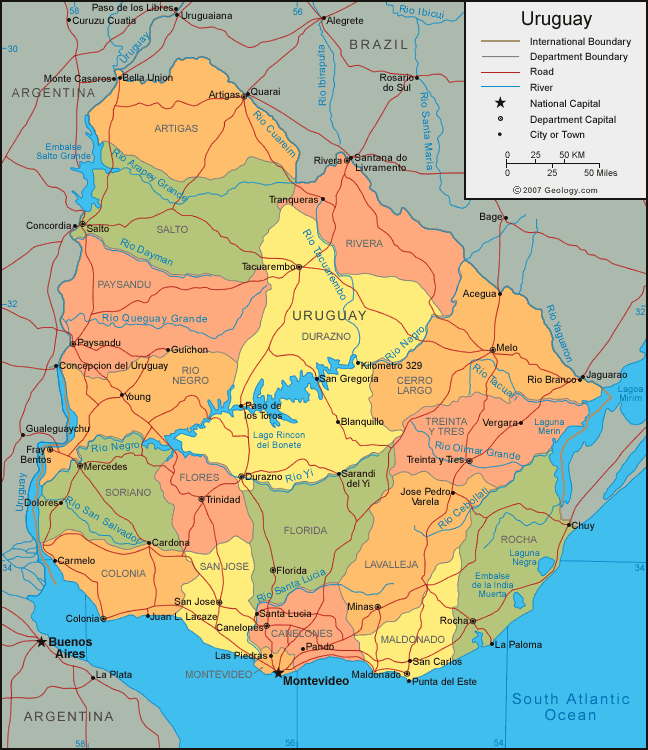 Map of Uruguay