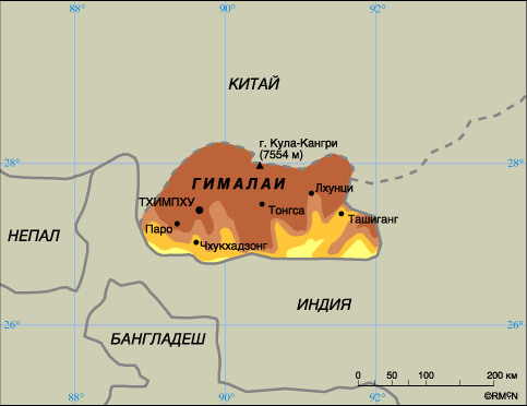 Map of Bhutan