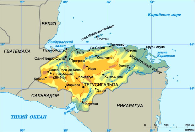 Map of Honduras