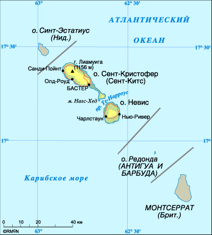 Map of St. Kitts & Nevis