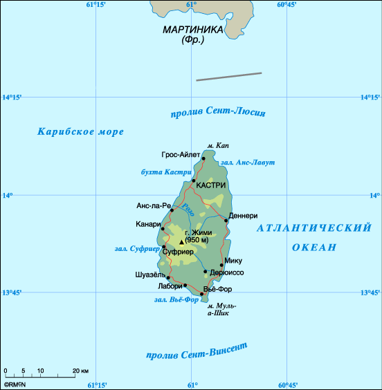 Map of Saint Lucia
