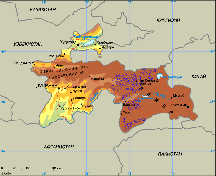 Map of Tajikistan