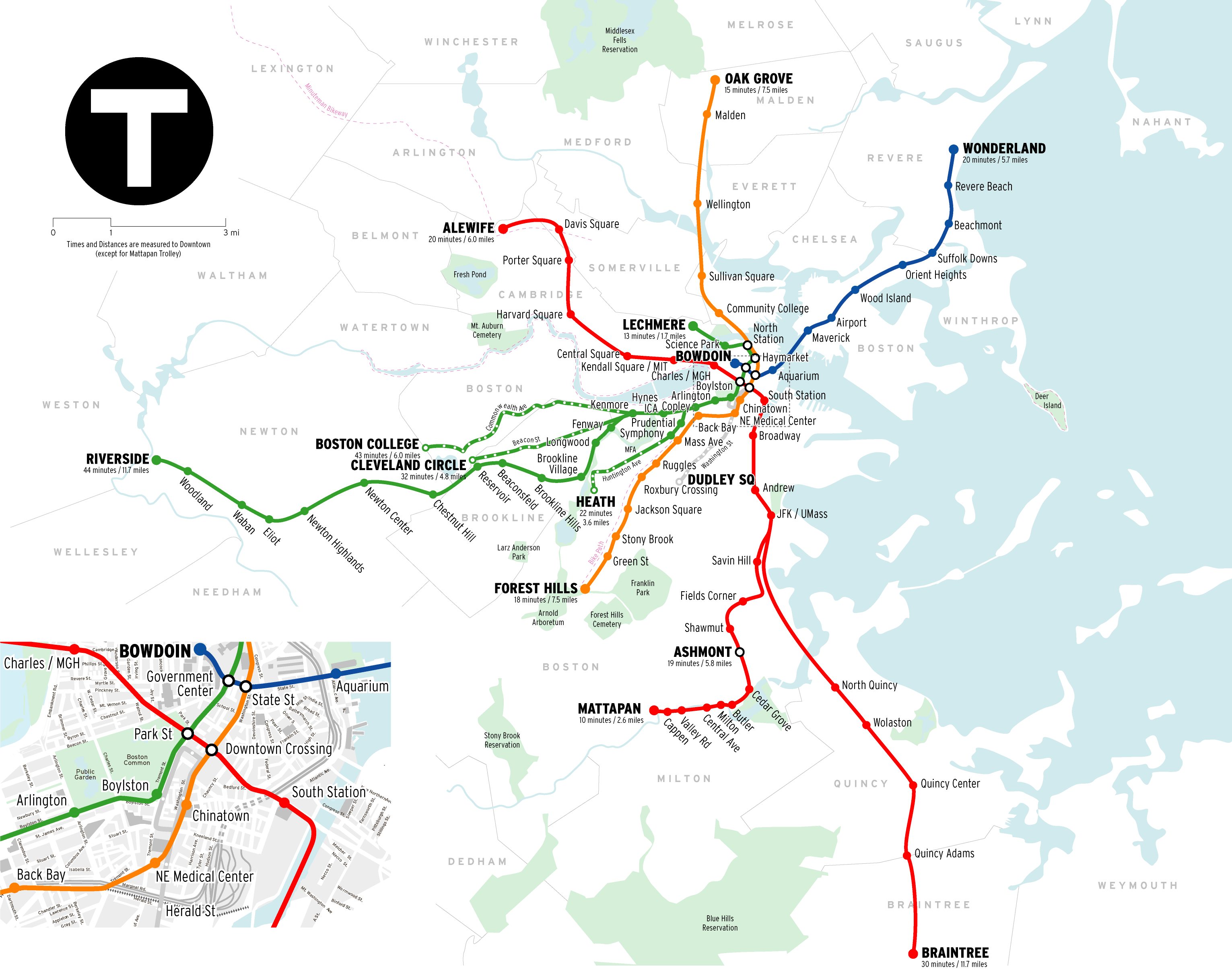 Metro map of Boston