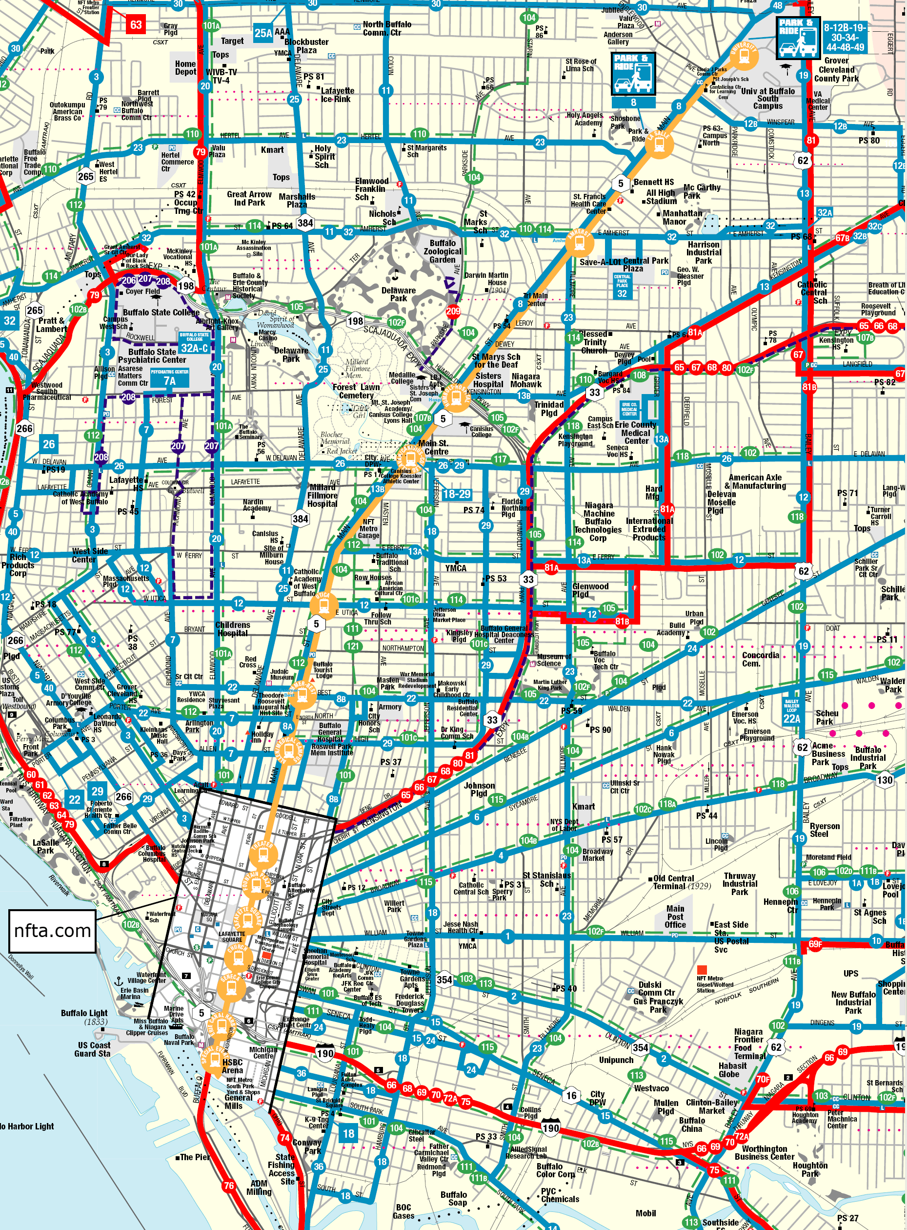 Metro map of Buffalo