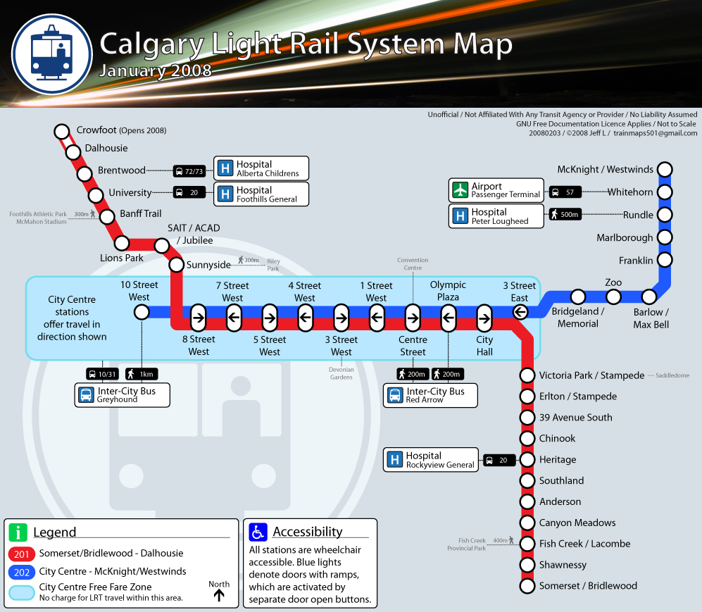 Metro map of Calgary