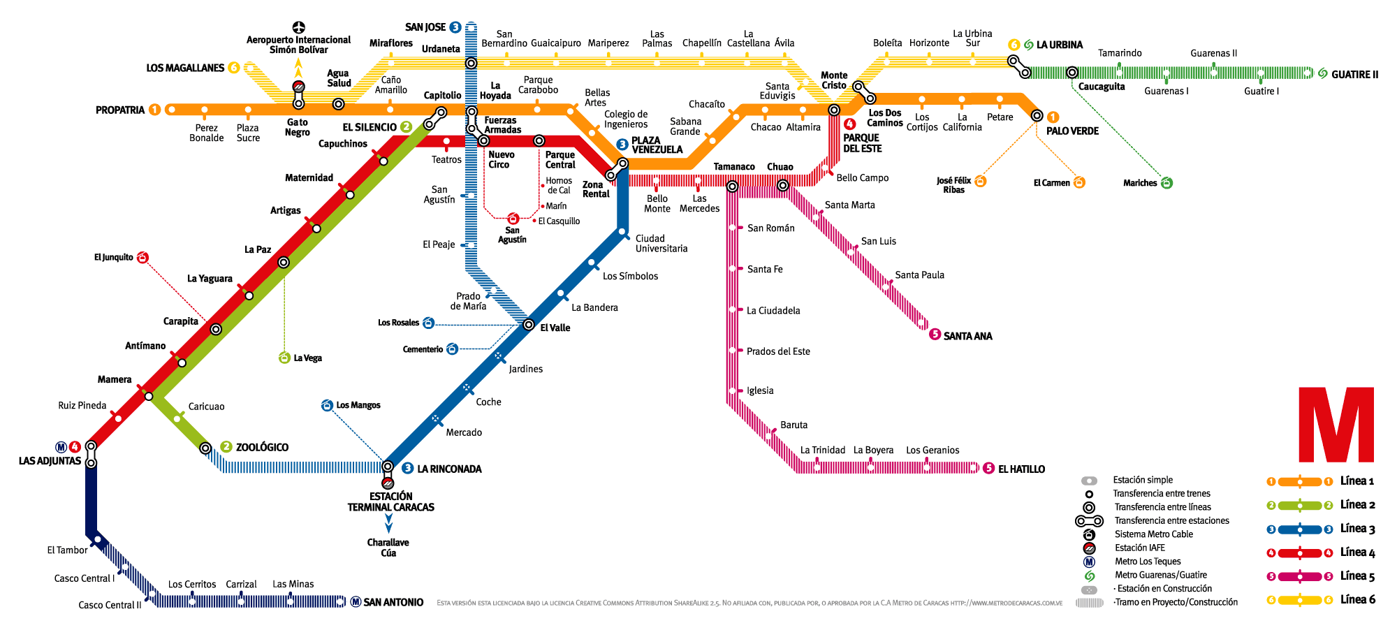 Metro map of Caracas