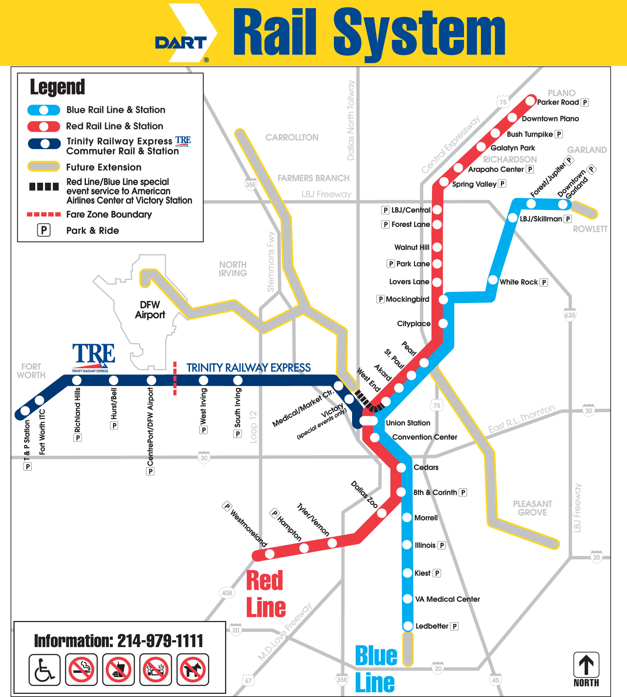Metro map of Dallas