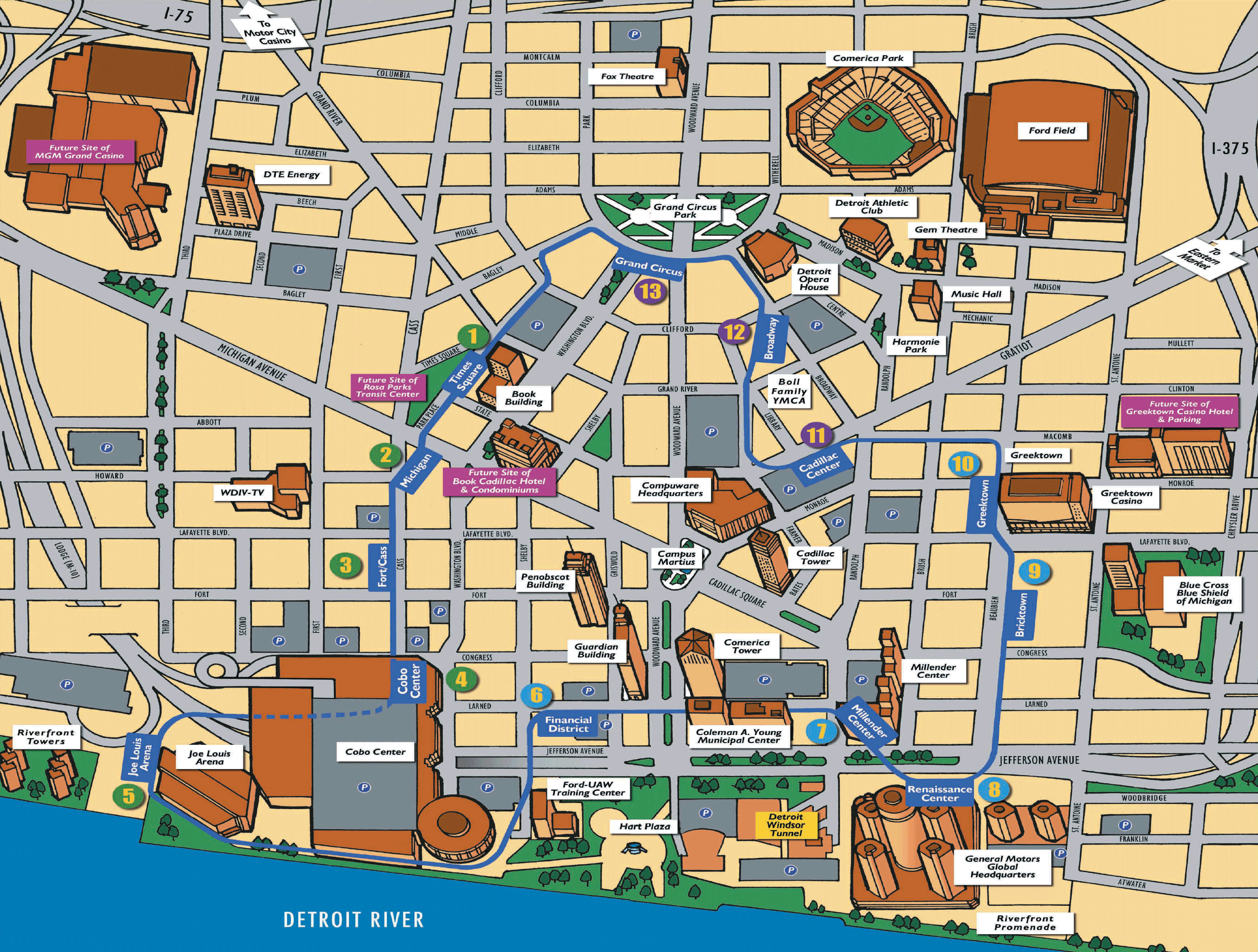 Metro map of Detroit