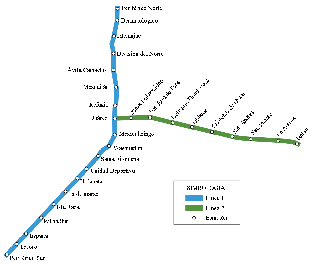 Metro map of Guadalajara