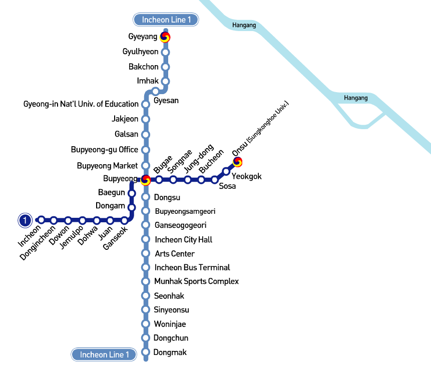 Metro map of Incheon
