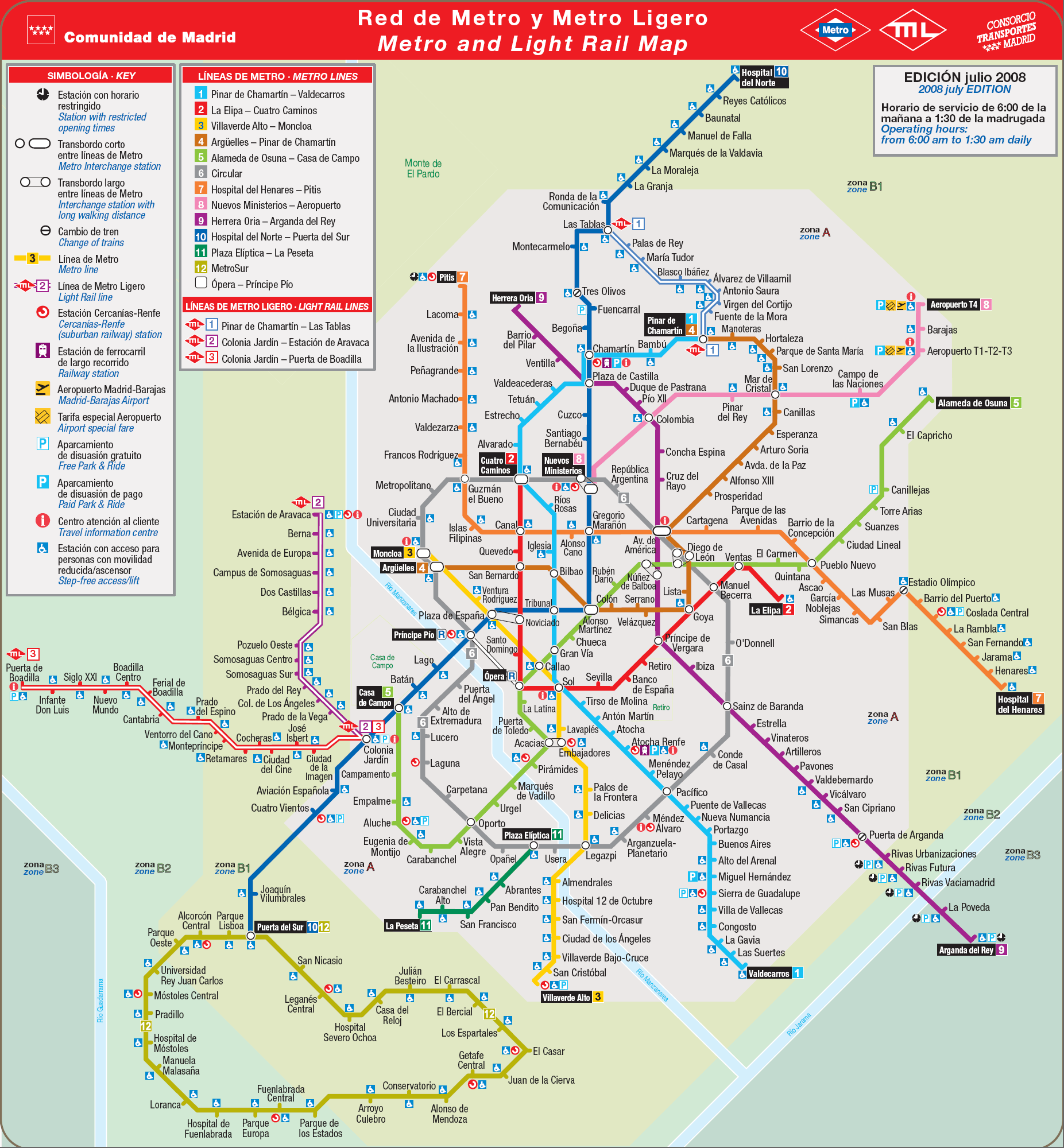 Metro map of Madrid. Metro maps of Spain. —