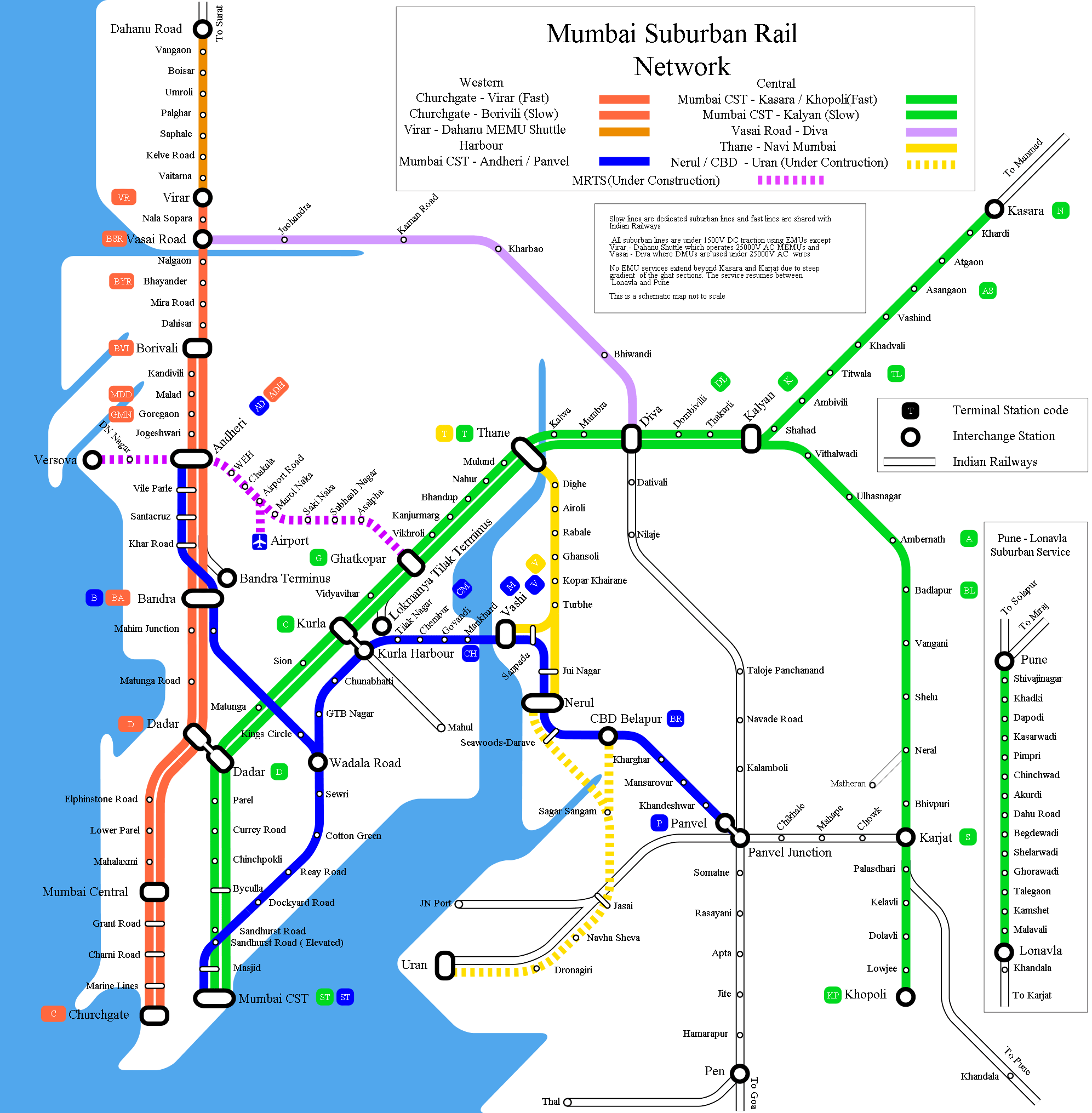 Metro map of Mumbai