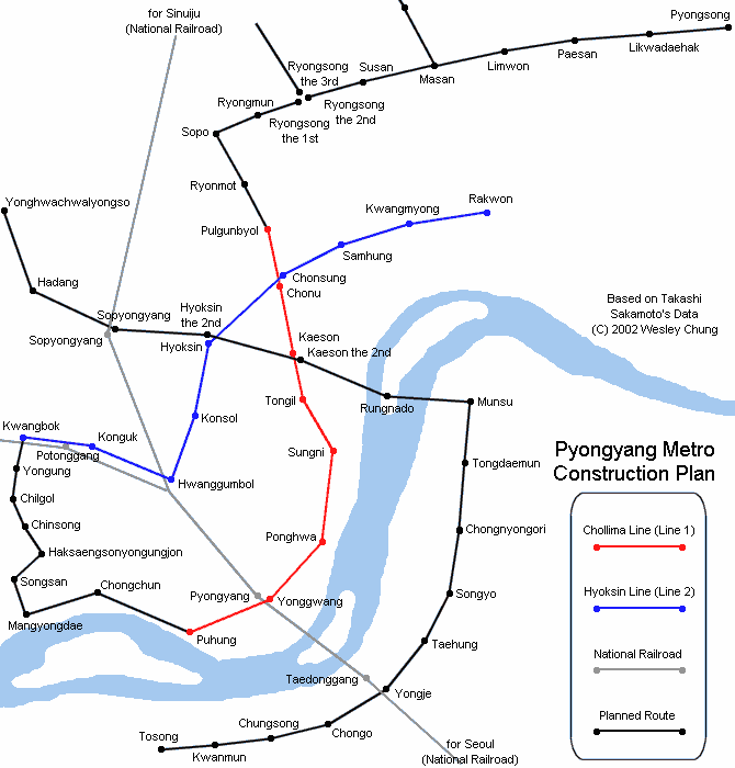 Metro map of Pyongyang
