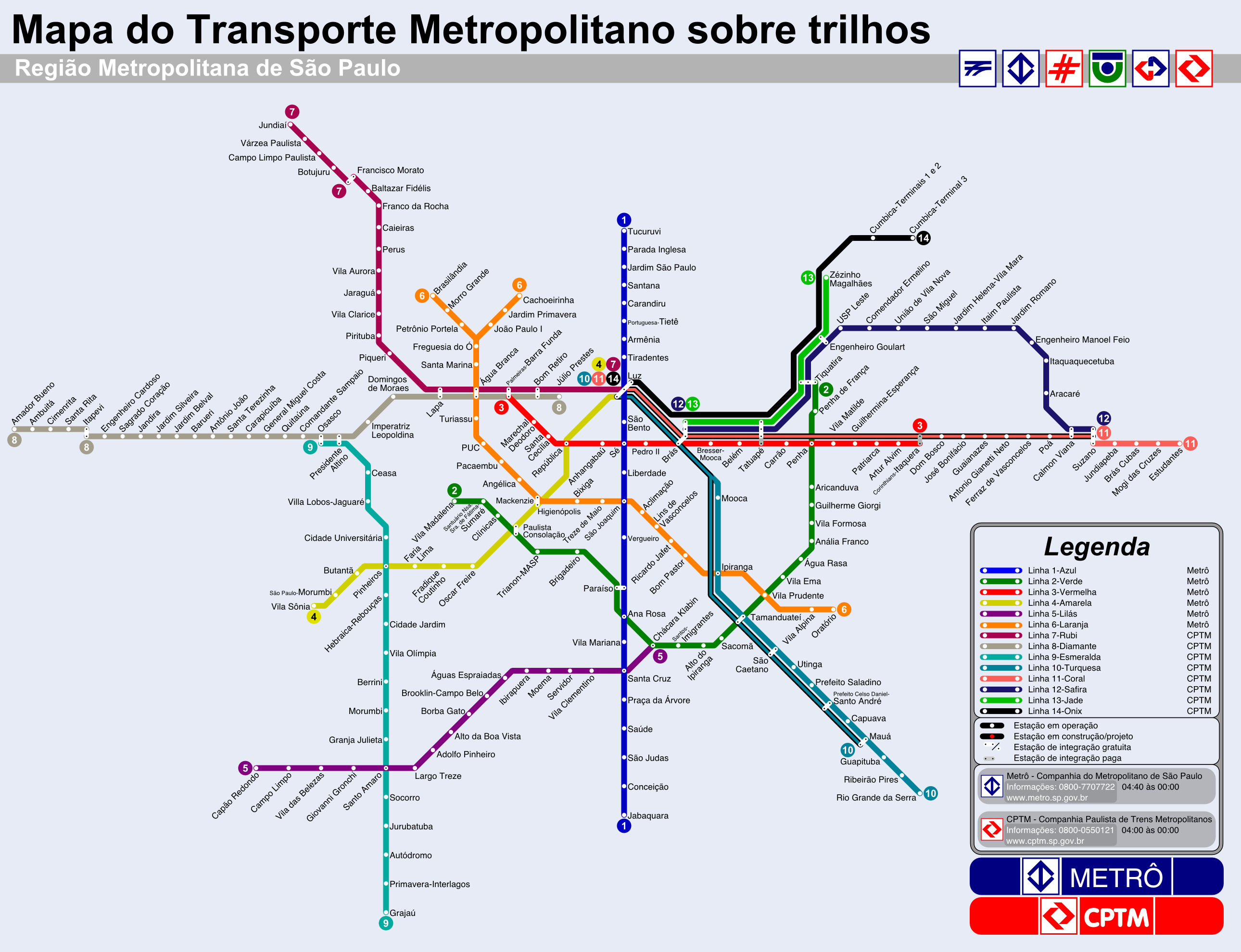 Metro map of Sao Paulo