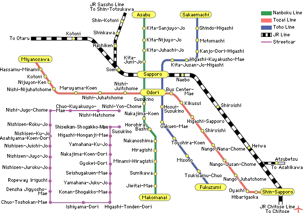 Metro map of Sapporo
