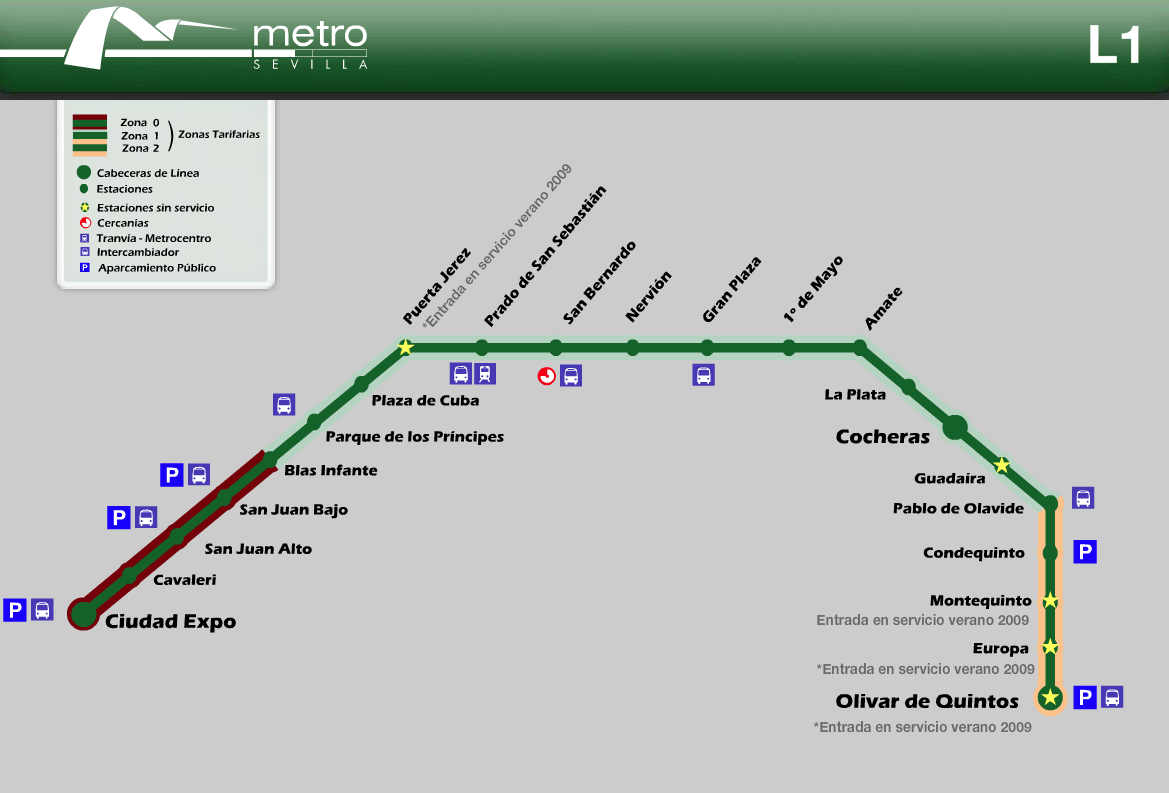 Metro map of Sevilla