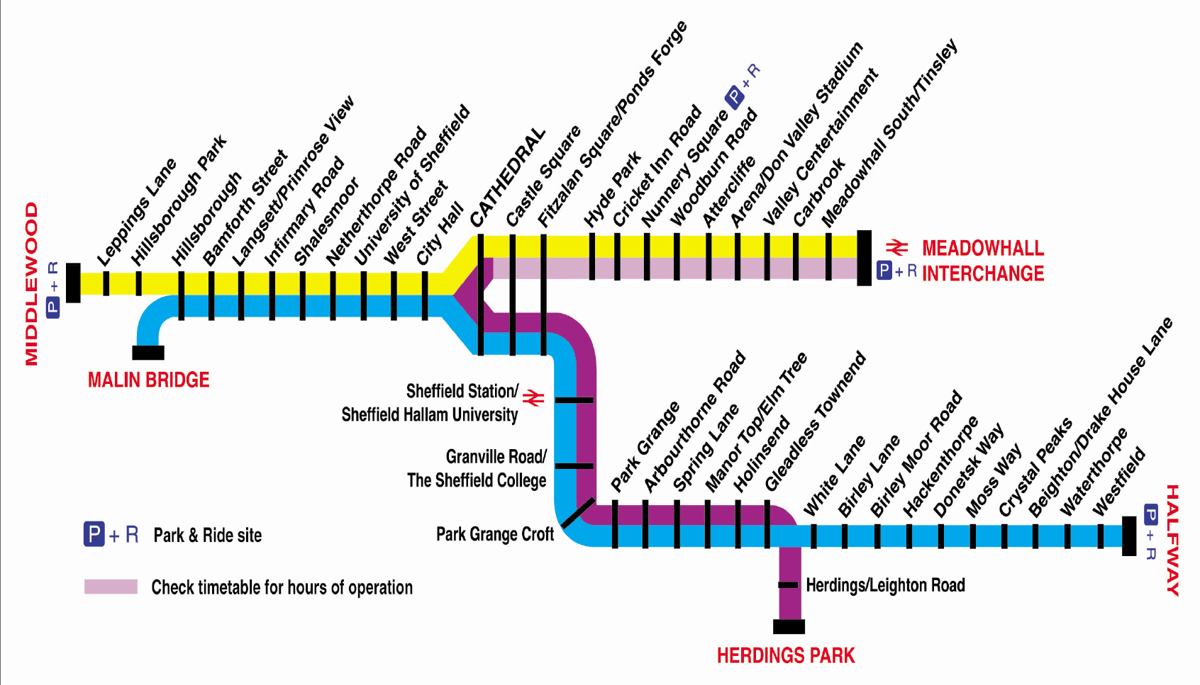 Metro map of Sheffield