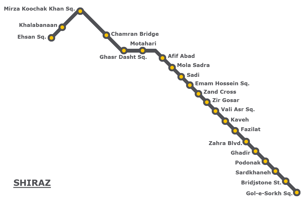 Metro map of Shiraz
