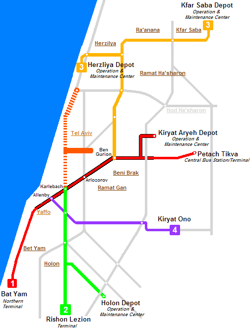 Metro map of Tel Aviv