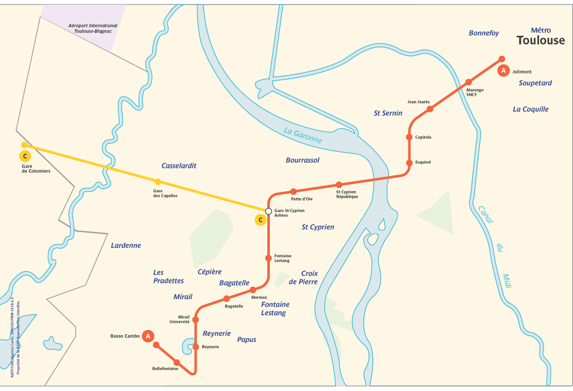 Metro map of Toulouse