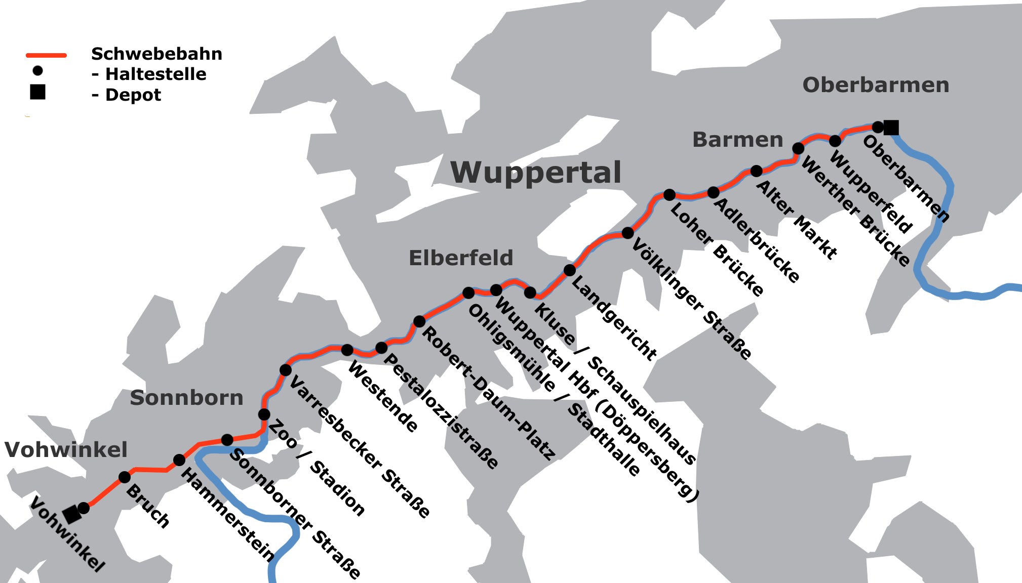 Metro map of Wuppertal