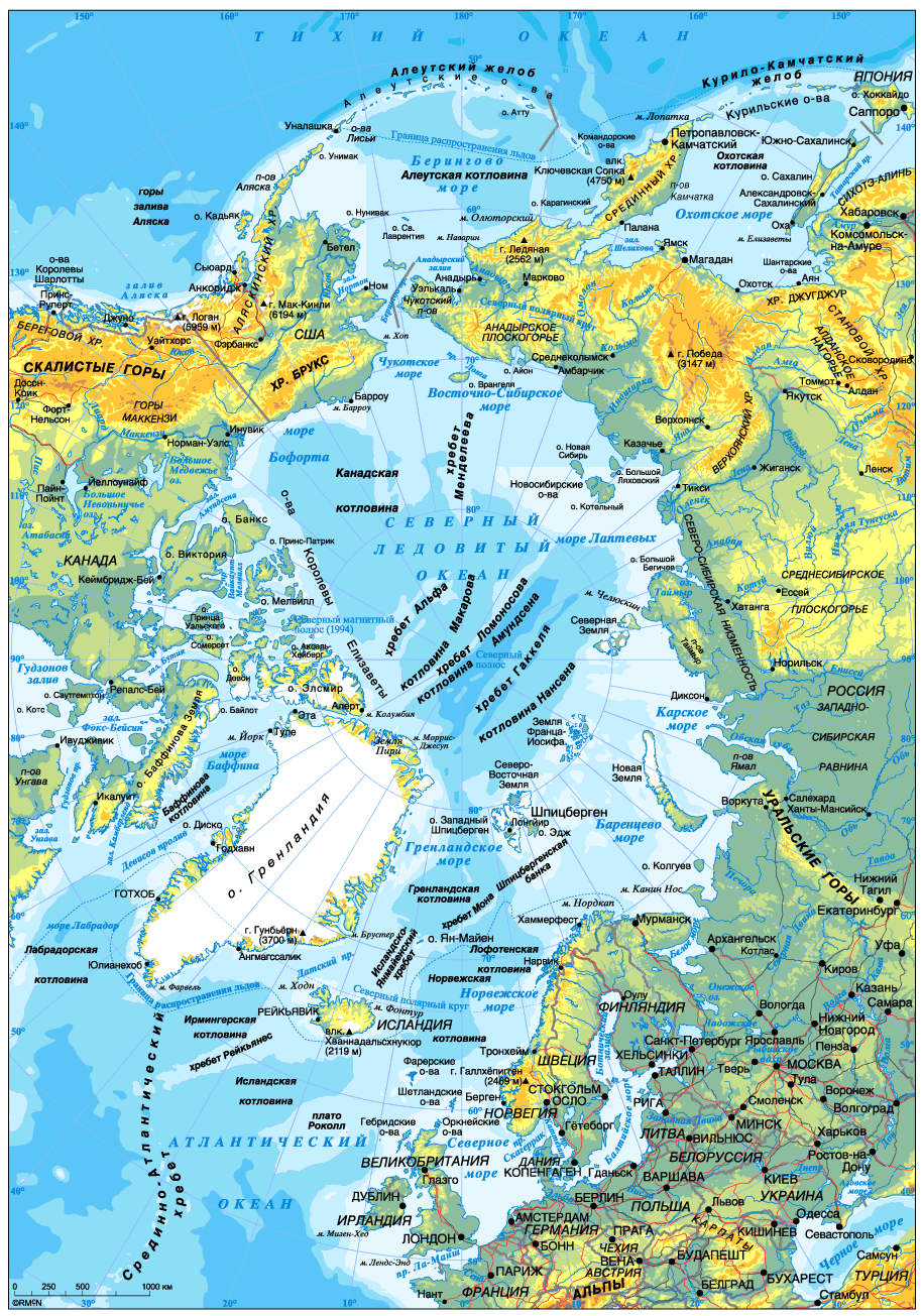 Map of North-Arctic Ocean