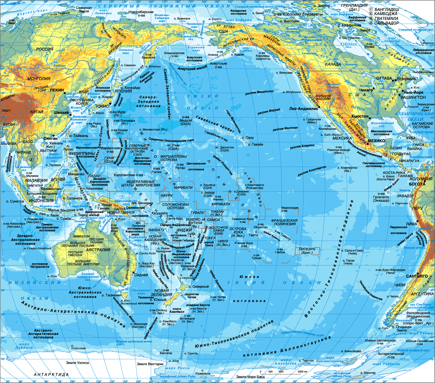 Map of Pacific Ocean